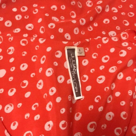 Julian Taylor 🍊 bright orange and white polka dots ruffled womens dress size 6 - Picture 10 of 11